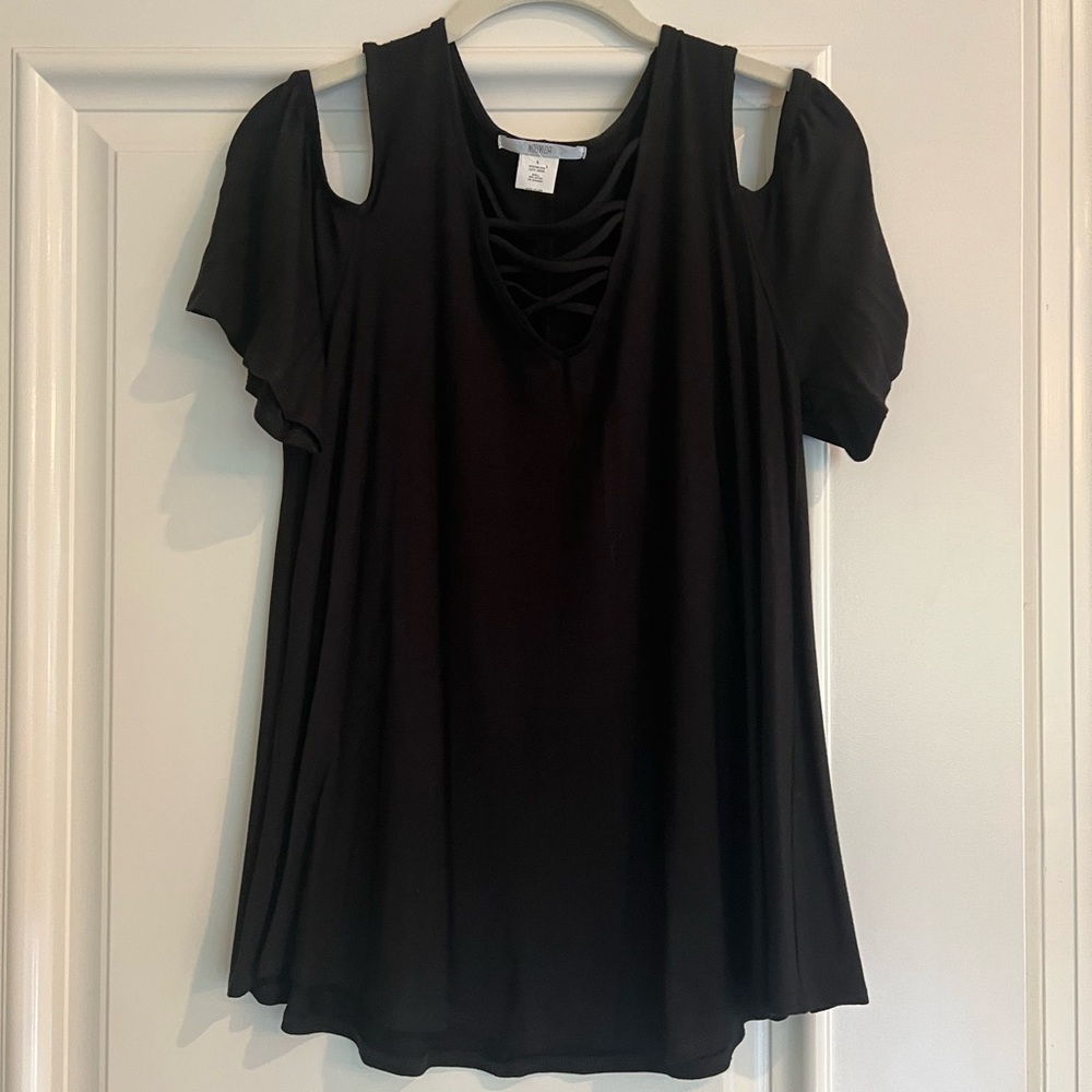 Black Ruched Cut Out Blouse